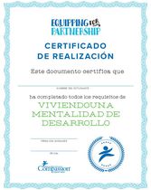 Certificado de "Viviendo una Mentalidad del Desarrollo"